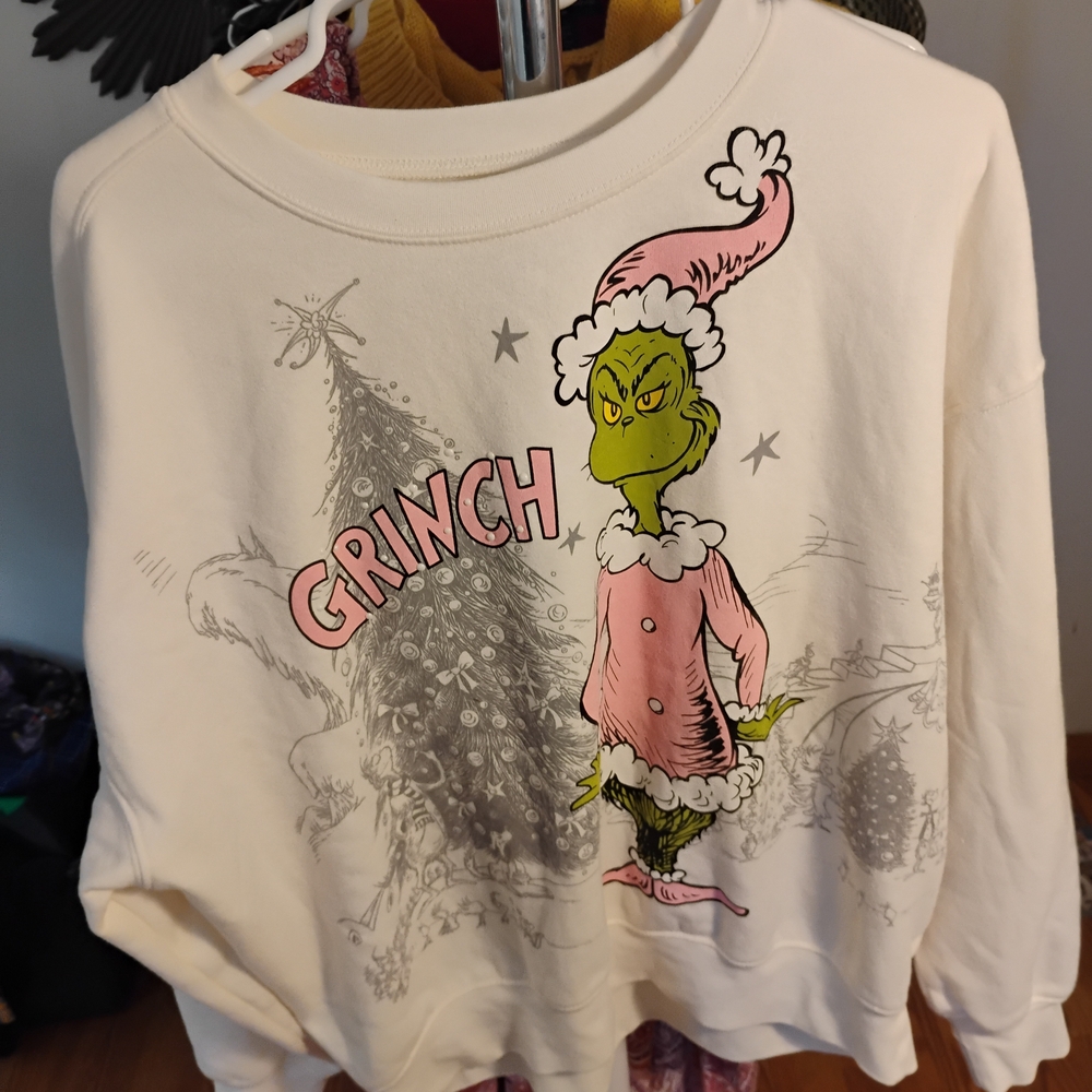 Hybrid Apparel Grinch White Sweatshirt